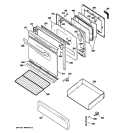 DOOR & DRAWER PARTS Diagram and Parts List for JGB250DET1WW  General Electric Range
