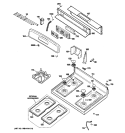 CONTROL PANEL & COOKTOP Diagram and Parts List for JGBP28SET1SS  General Electric Range
