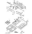 CONTROL PANEL & COOKTOP Diagram and Parts List for JGBS18DET1CC  General Electric Range