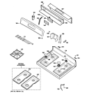 CONTROL PANEL & COOKTOP Diagram and Parts List for JGBS23SET1SS  General Electric Range