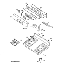 CONTROL PANEL & COOKTOP Diagram and Parts List for JGBP28WEKCWW  General Electric Range