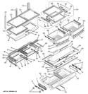 FRESH FOOD SHELVES Diagram and Parts List for PGSS5RKZCSS  General Electric Refrigerator