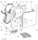 FRONT PANEL & DOOR Diagram and Parts List for PTDS650GM1WT  General Electric Dryer
