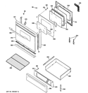 DOOR & DRAWER PARTS Diagram and Parts List for PGB900DET1BB  General Electric Range