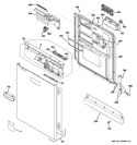 ESCUTCHEON & DOOR ASSEMBLY Diagram and Parts List for GDWF160V00SS  General Electric Dishwasher