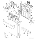 ESCUTCHEON & DOOR ASSEMBLY Diagram and Parts List for CDWT280V00SS  General Electric Dishwasher