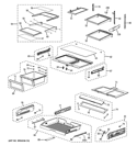 FRESH FOOD SHELVES Diagram and Parts List for PFSS6PKWASS  General Electric Refrigerator
