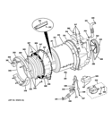 TUB & MOTOR Diagram and Parts List for WBVH5200J0WW  General Electric Washer