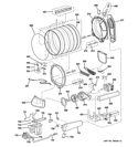 DRUM, BLOWER & MOTOR Diagram and Parts List for PTDN850GM0WW  General Electric Dryer