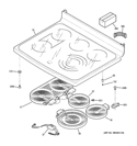 COOKTOP Diagram and Parts List for PCB975ST1SS  General Electric Range