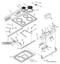 CONTROL PANEL & COOKTOP Diagram and Parts List for JCSP38DN4WW  General Electric Range