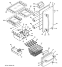 DOORS & SHELVES Diagram and Parts List for GBS22HBSBWW  General Electric Refrigerator