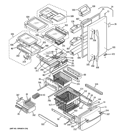DOORS & SHELVES Diagram and Parts List for PDS20MBSBCC  General Electric Refrigerator