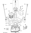 SUSPENSION, PUMP & DRIVE COMPONENTS Diagram and Parts List for GTAN5050M1WS  General Electric Washer