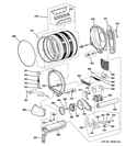 DRUM, MOTOR & BLOWER Diagram and Parts List for DPGT650EH0WW  General Electric Dryer