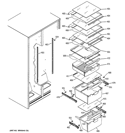 FRESH FOOD SHELVES Diagram and Parts List for GSH25GGCBBB  General Electric Refrigerator