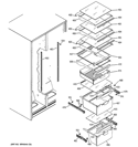 FRESH FOOD SHELVES Diagram and Parts List for GSH25GGCEBB  General Electric Refrigerator