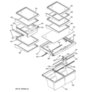 FRESH FOOD SHELVES Diagram and Parts List for GTS22WCPCRCC  General Electric Refrigerator
