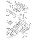 CONTROL PANEL & COOKTOP Diagram and Parts List for JGBP28DET2WW  General Electric Range