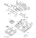 CONTROL PANEL & COOKTOP Diagram and Parts List for JGBP33DET2CC  General Electric Range
