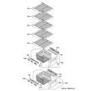 FREEZER SHELVES Diagram and Parts List for ZISP480DTBSS  General Electric Refrigerator