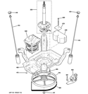 SUSPENSION, PUMP & DRIVE COMPONENTS Diagram and Parts List for HTAP1000M2WW  Hotpoint Washer