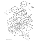 SHELVES & DRAWERS Diagram and Parts List for ZICP360SLFSS  General Electric Refrigerator