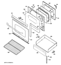 DOOR & DRAWER PARTS Diagram and Parts List for JGB500DEP2WW  General Electric Range