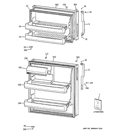 DOORS Diagram and Parts List for GTE16CBCBRWW  General Electric Refrigerator