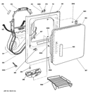 FRONT PANEL & DOOR Diagram and Parts List for PTDS650GM2WT  General Electric Dryer
