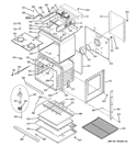 BODY WITH MICROWAVE SUPPORT Diagram and Parts List for JTP90SP3SS  General Electric Microwave Oven Combo