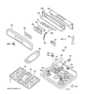 CONTROL PANEL & COOKTOP Diagram and Parts List for JGB605DET2BB  General Electric Range