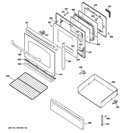 DOOR & DRAWER PARTS Diagram and Parts List for JGB810DET2BB  General Electric Range