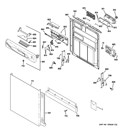 ESCUTCHEON & DOOR ASSEMBLY Diagram and Parts List for GDWF100V40WW  General Electric Dishwasher