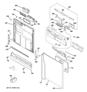 ESCUTCHEON & DOOR ASSEMBLY Diagram and Parts List for GLD4500V00CC  General Electric Dishwasher