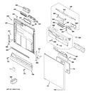 ESCUTCHEON & DOOR ASSEMBLY Diagram and Parts List for GLD4550V00CS  General Electric Dishwasher