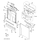 ESCUTCHEON & DOOR ASSEMBLY Diagram and Parts List for GLD5604V00WW  General Electric Dishwasher