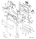 ESCUTCHEON & DOOR ASSEMBLY Diagram and Parts List for CDWT980V05SS  General Electric Dishwasher