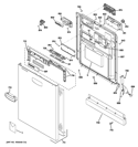 ESCUTCHEON & DOOR ASSEMBLY Diagram and Parts List for GDWT166V00SS  General Electric Dishwasher