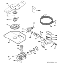 MOTOR-PUMP MECHANISM Diagram and Parts List for PDWT100V00BB  General Electric Dishwasher