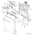 ESCUTCHEON & DOOR ASSEMBLY Diagram and Parts List for PDWT280V00SS  General Electric Dishwasher