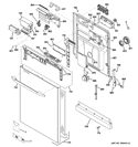 ESCUTCHEON & DOOR ASSEMBLY Diagram and Parts List for PDWT380V00SS  General Electric Dishwasher