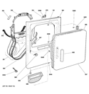 FRONT PANEL & DOOR Diagram and Parts List for GRDN550GD0WS  General Electric Dryer