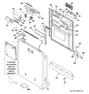 ESCUTCHEON & DOOR ASSEMBLY Diagram and Parts List for ZBD0700K10II  General Electric Dishwasher
