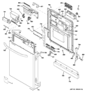 ESCUTCHEON & DOOR ASSEMBLY Diagram and Parts List for GDWT768V50SS  General Electric Dishwasher