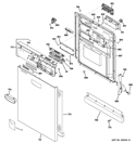 ESCUTCHEON & DOOR ASSEMBLY Diagram and Parts List for GLD5766V00SS  General Electric Dishwasher