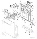ESCUTCHEON & DOOR ASSEMBLY Diagram and Parts List for PDWT180V50SS  General Electric Dishwasher