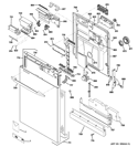 ESCUTCHEON & DOOR ASSEMBLY Diagram and Parts List for PDWT580V50SS  General Electric Dishwasher