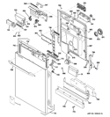 ESCUTCHEON & DOOR ASSEMBLY Diagram and Parts List for PDWT585V50SS  General Electric Dishwasher