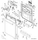 ESCUTCHEON & DOOR ASSEMBLY Diagram and Parts List for ZBD6920V50SS  General Electric Dishwasher